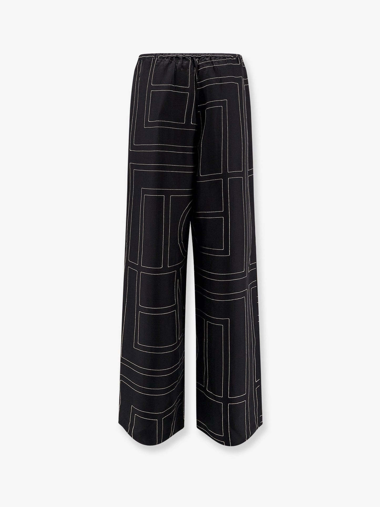 TOTEME Silk trousers with monogram logo embroidery