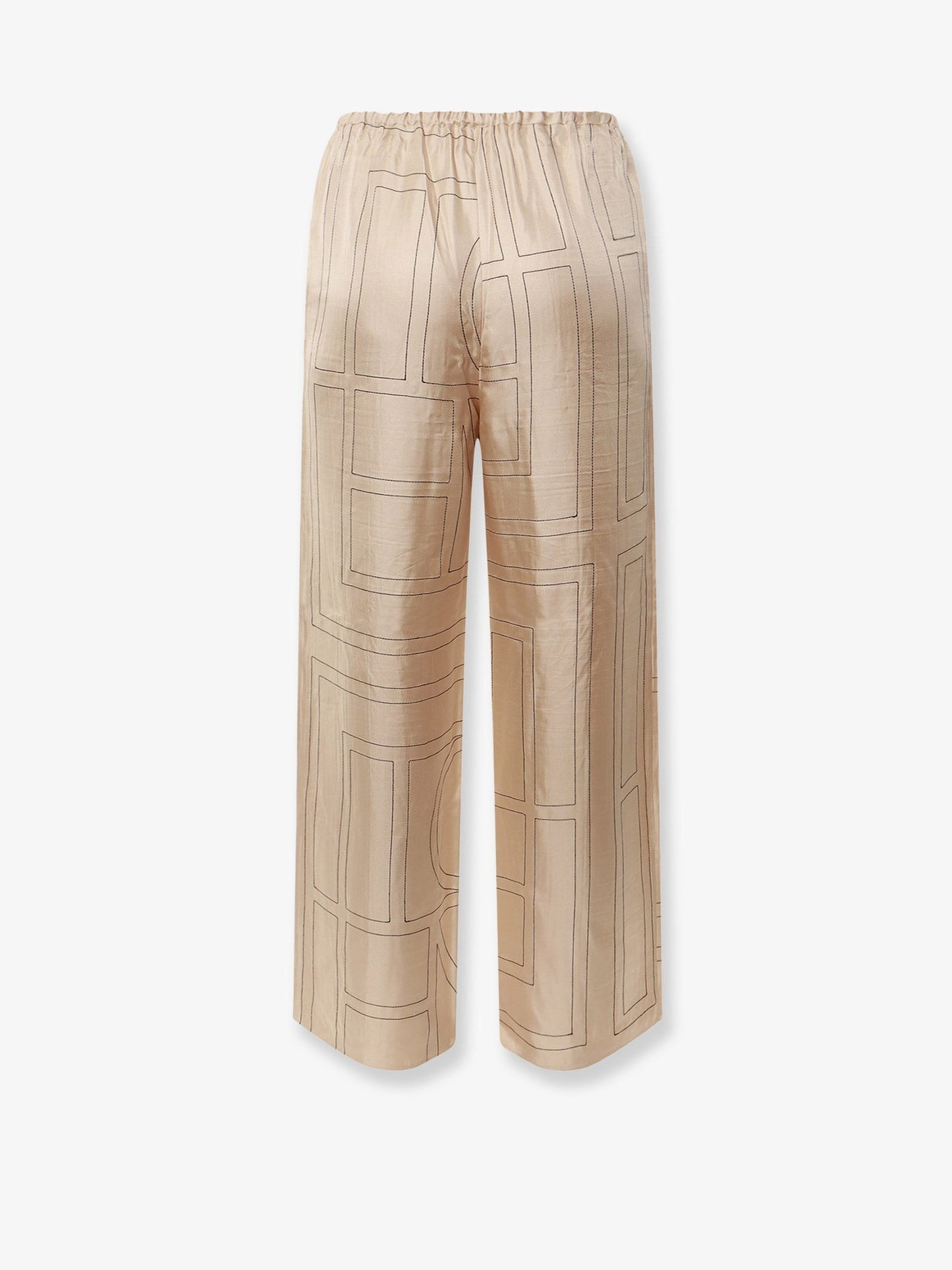 TOTEME Silk trousers with monogram logo embroidery