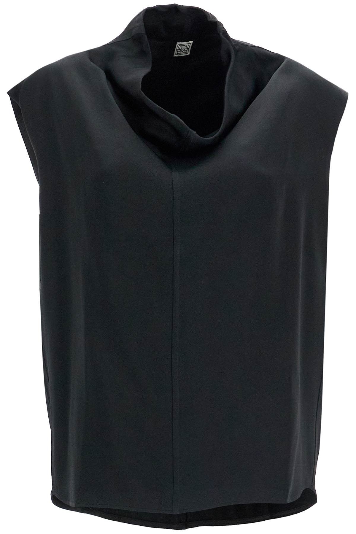 TOTEME sleeveless black funnel neck top