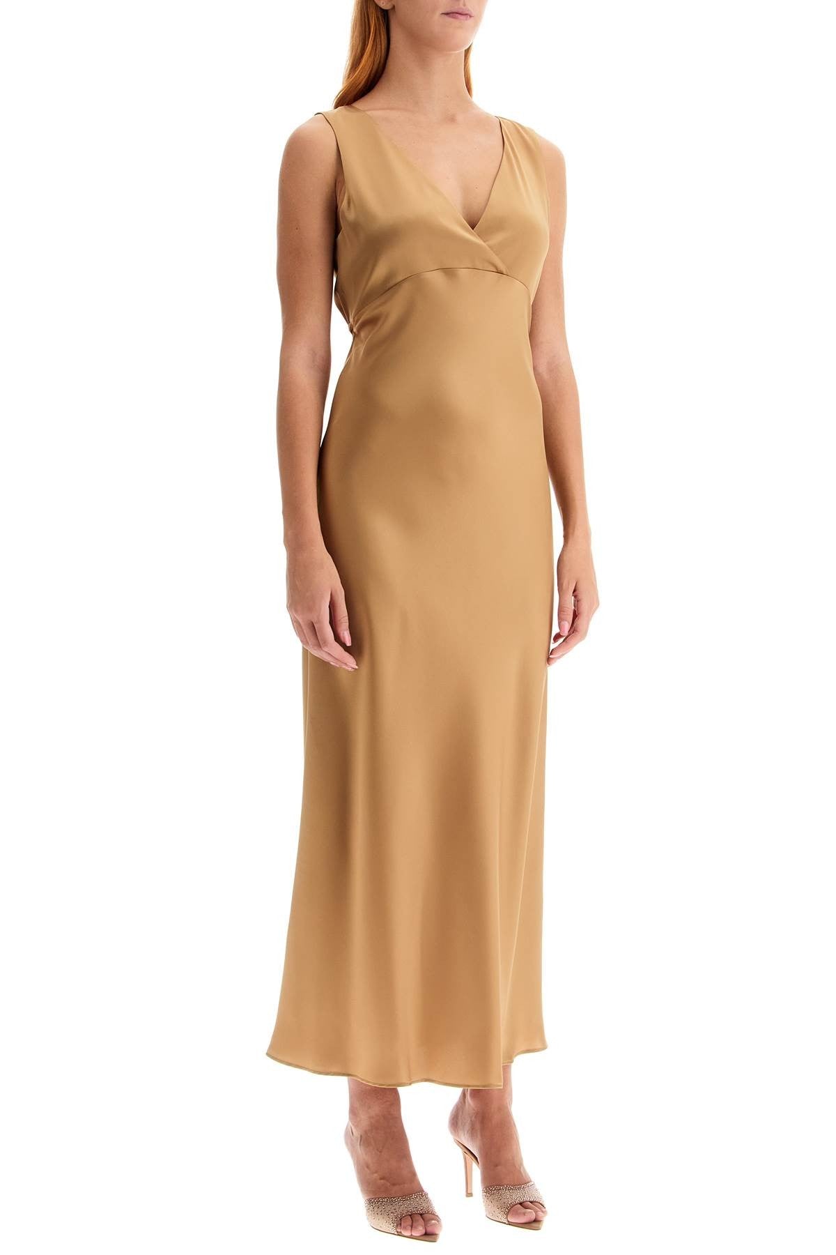 Max Mara sleeveless long satin dress