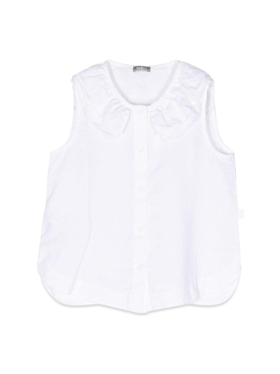 IL GUFO sleeveless shirt ruffle collar