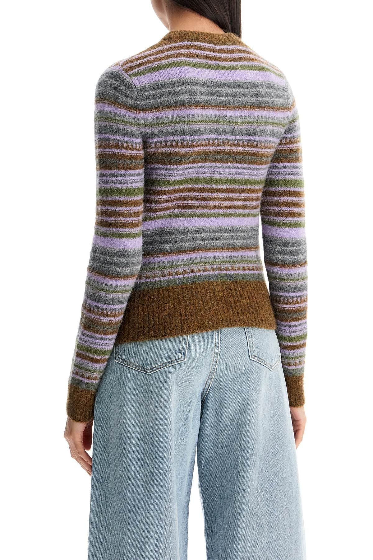 GANNI soft striped cardigan with fluffy