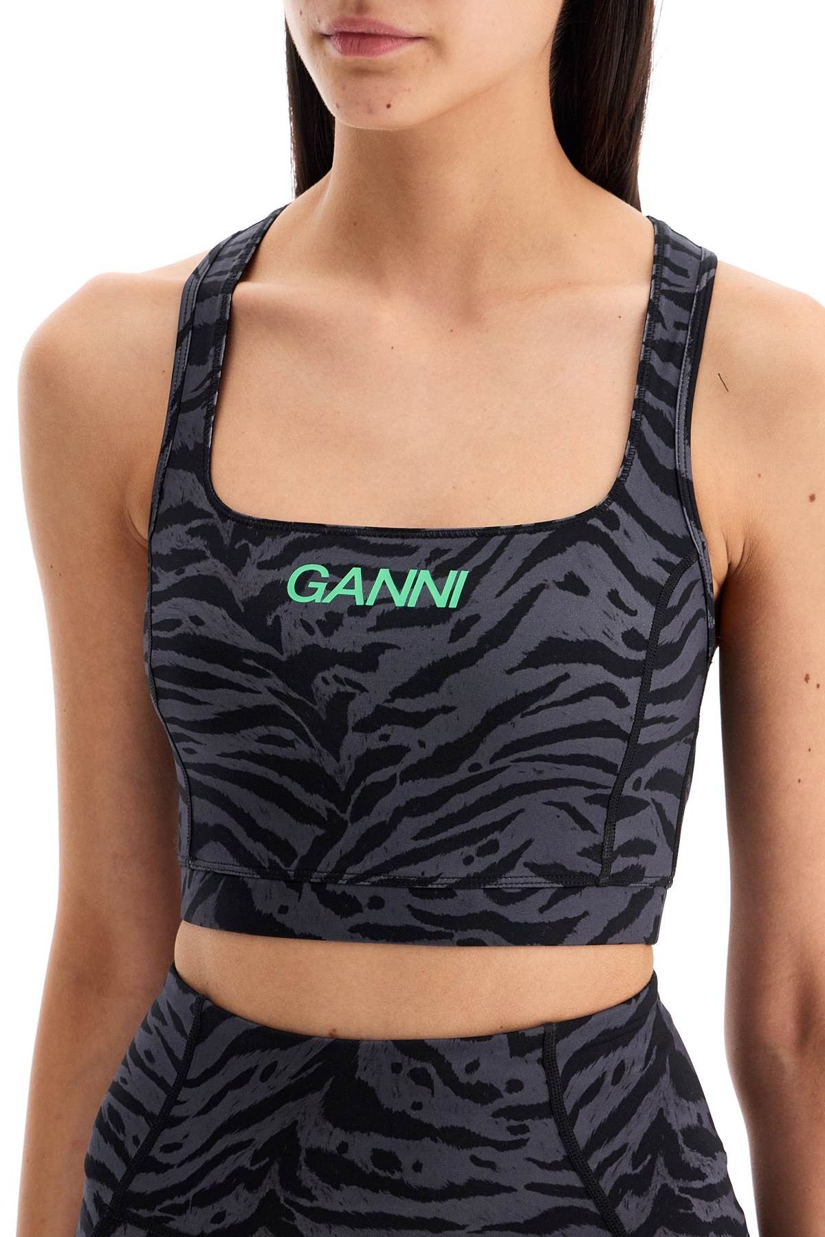 GANNI sporty animal print top