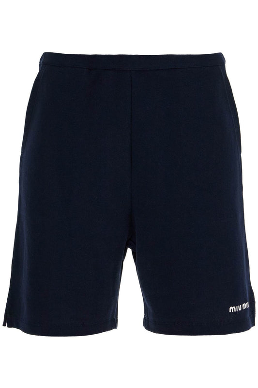 Miu Miu sporty bermuda shorts with embroidered logo