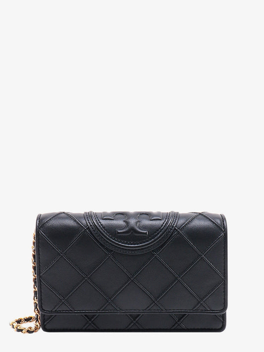 Tory Burch Stitched leather shoulder bag with embossed logo