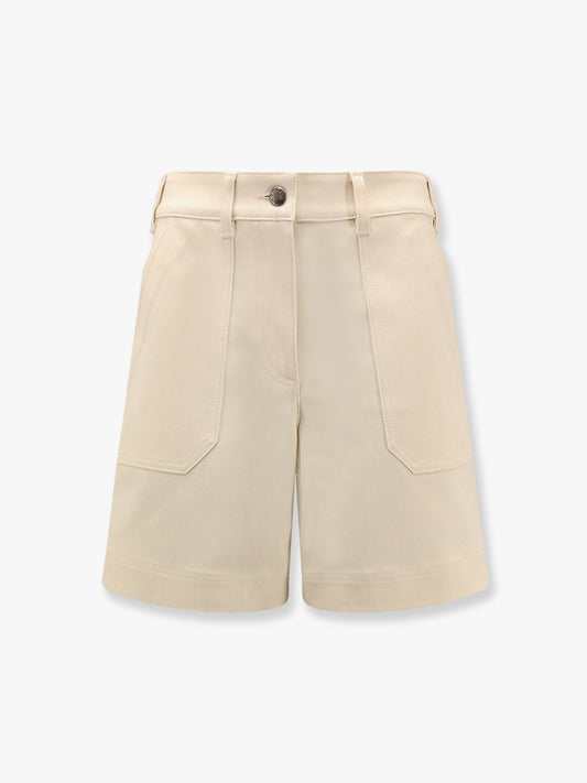 Moncler Stretch cotton shorts with maxi logo patch