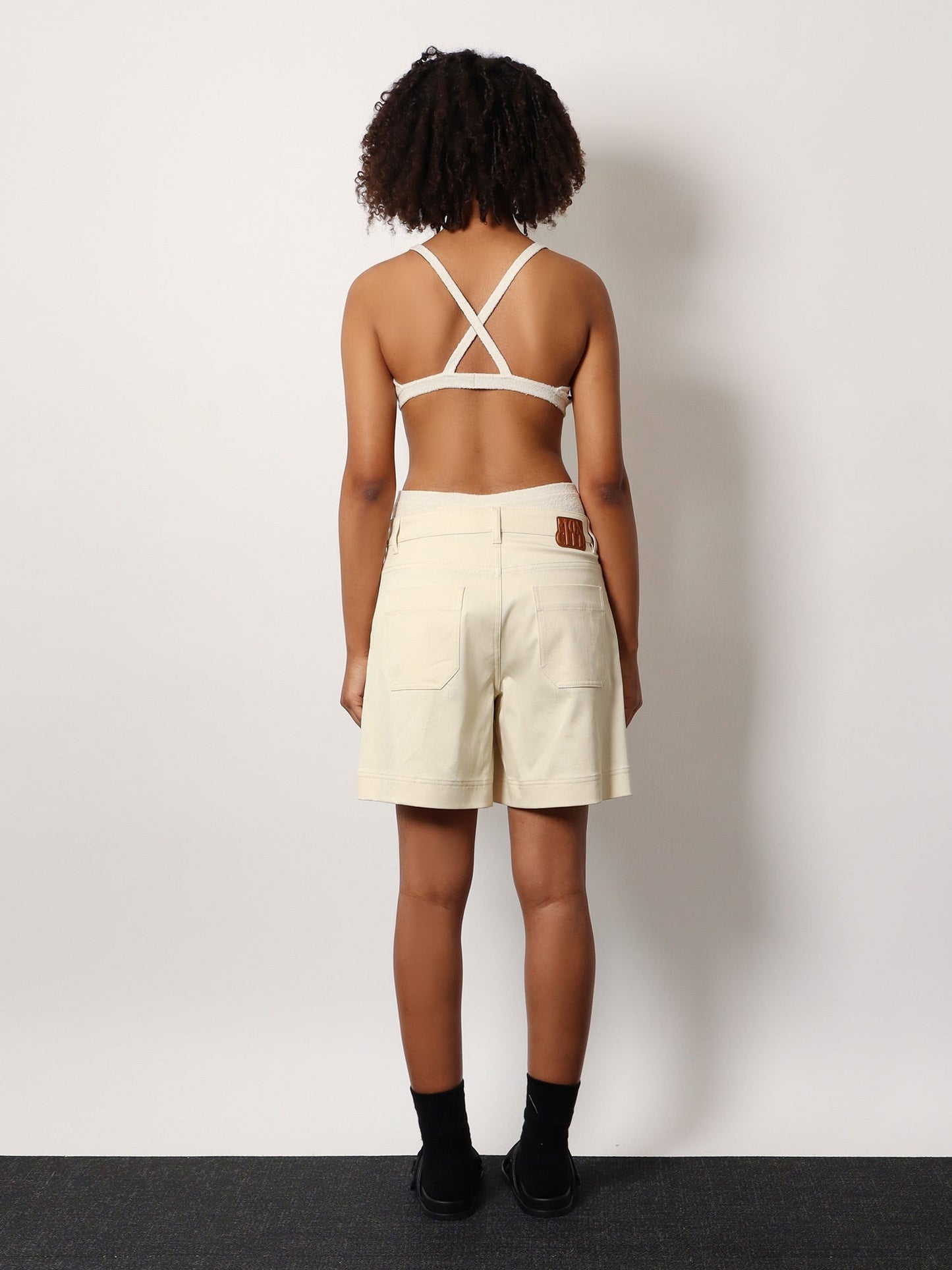 Moncler Stretch cotton shorts with maxi logo patch