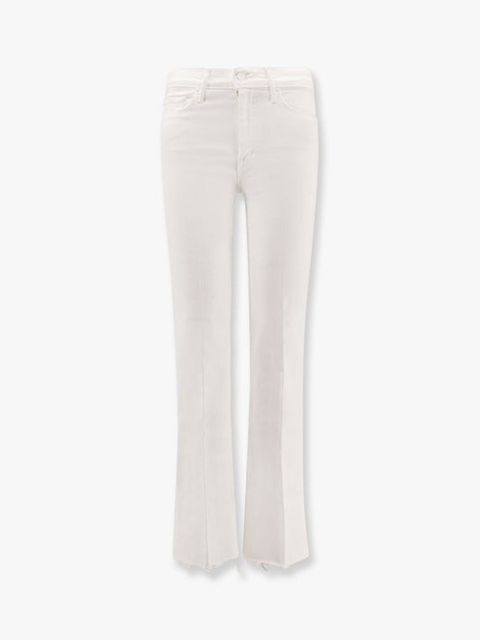 MOTHER Stretch cotton trouser with embroidered monogram