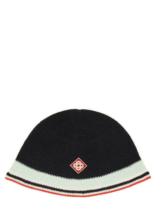 CASABLANCA CROCHET HAT WITH LOGO