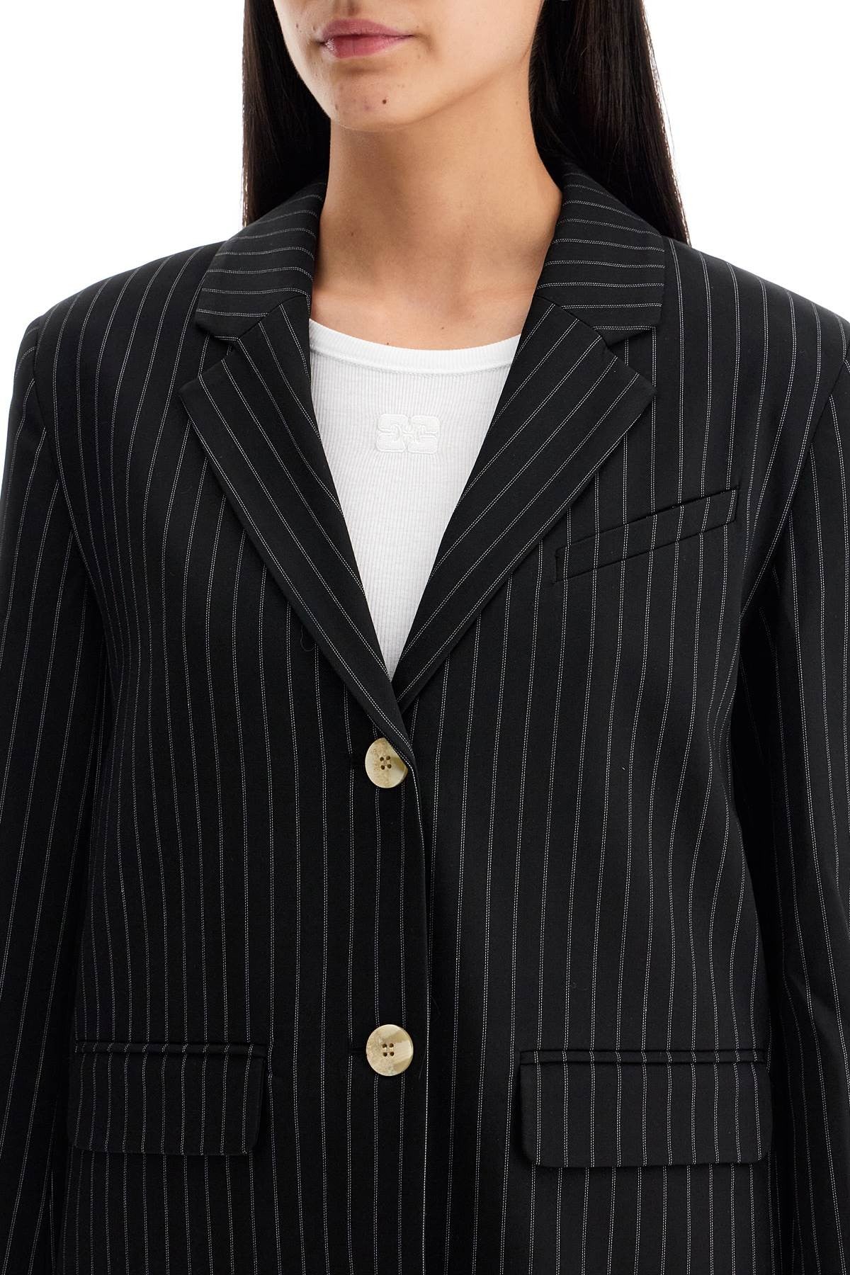 GANNI striped boxy blazer