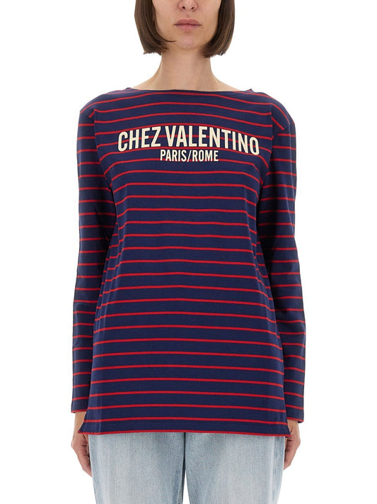 Valentino STRIPED COTTON JERSEY T-SHIRT