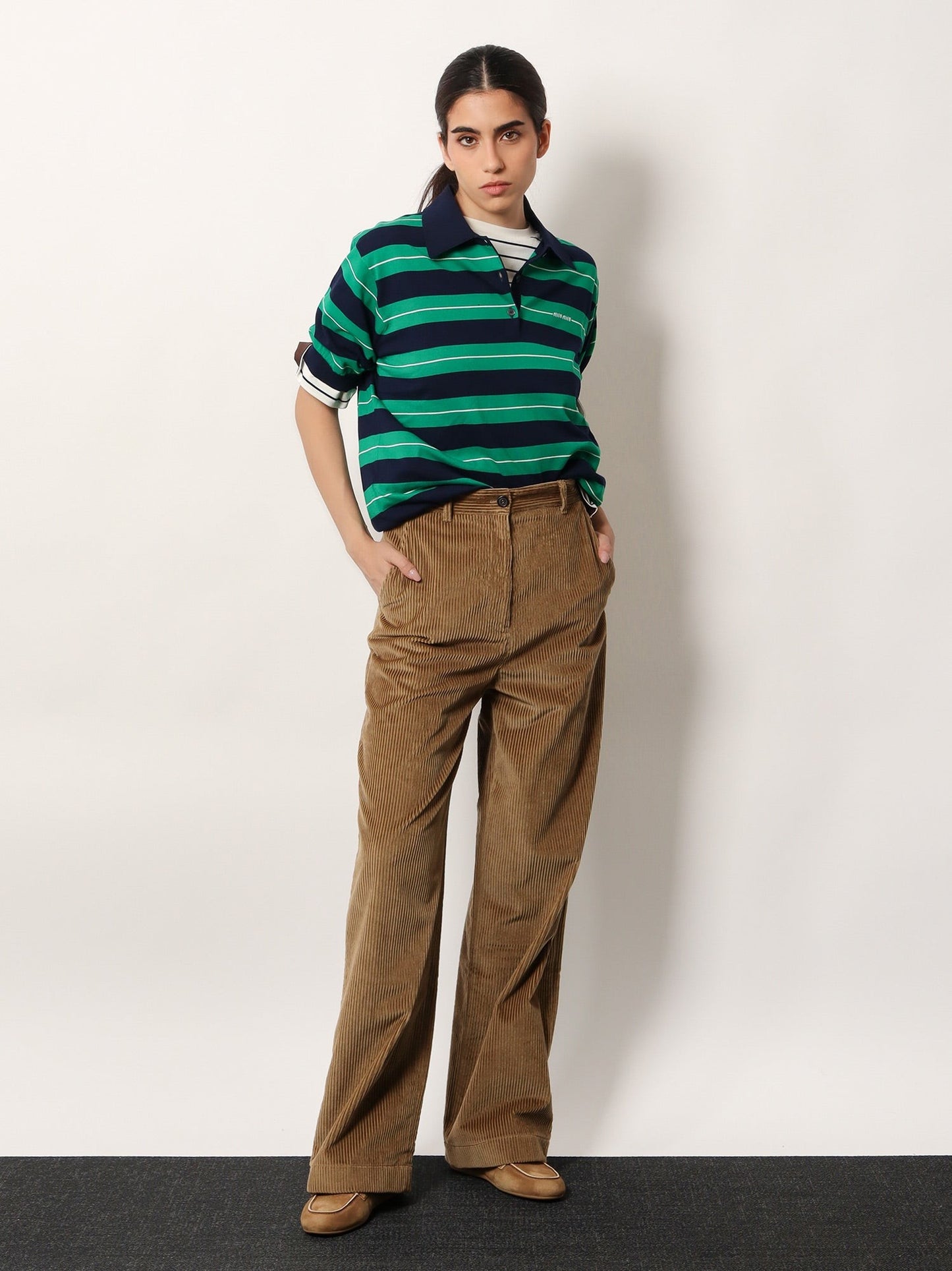 Miu Miu Striped cotton polo shirt