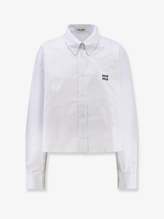 Miu Miu Striped cotton shirt with embroidered logo