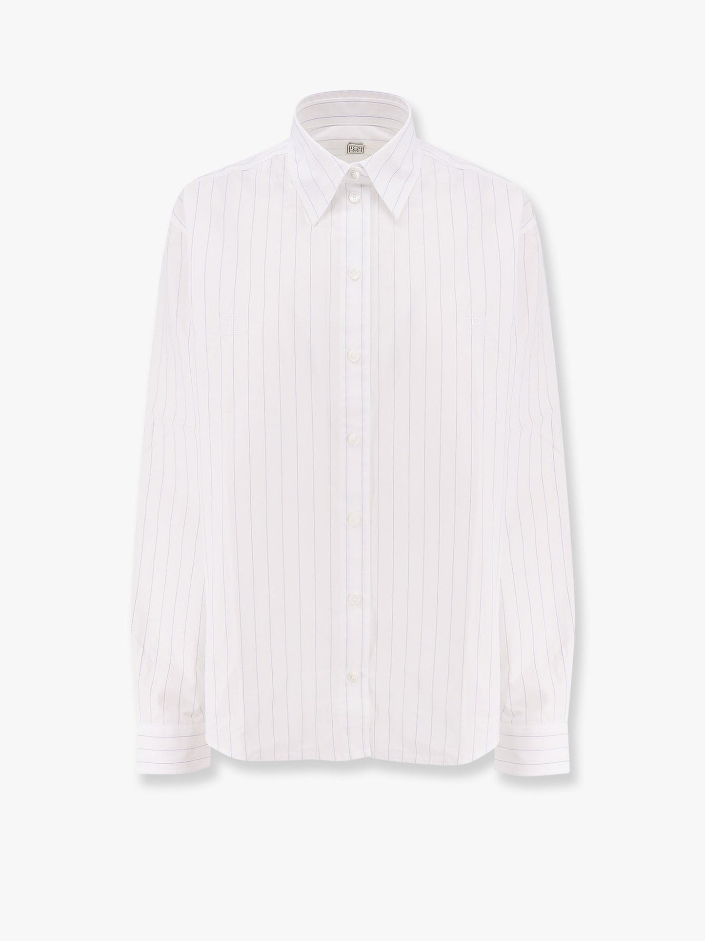 TOTEME Striped organic cotton shirt with monogram embroidered logo