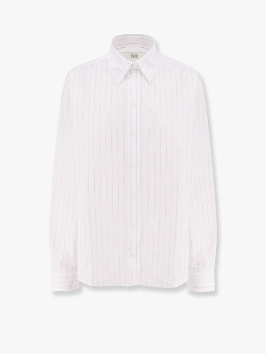 TOTEME Striped organic cotton shirt with monogram embroidered logo