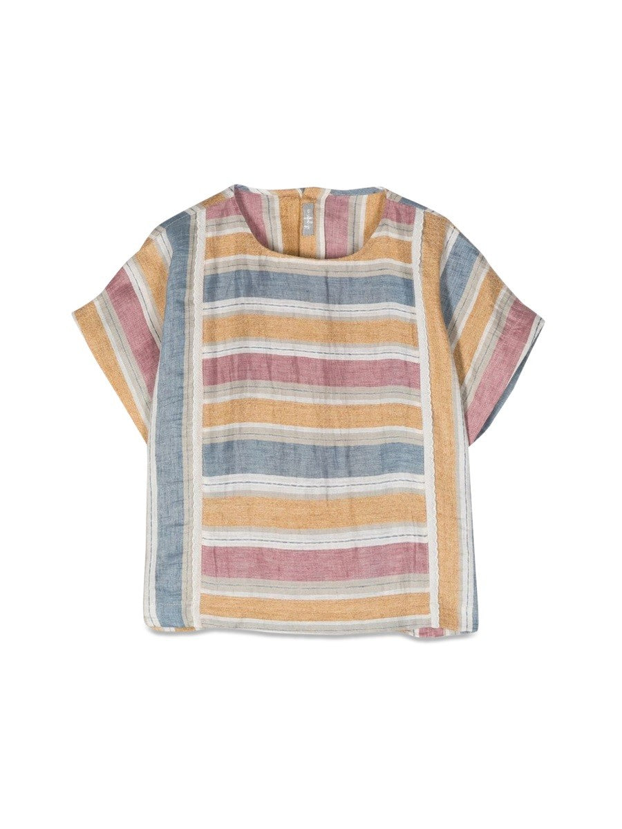 IL GUFO striped short sleeve blouse