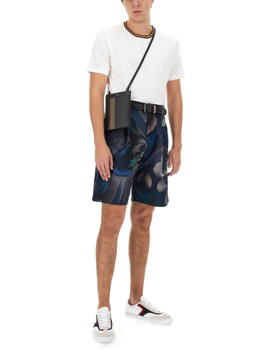 PAUL SMITH STRIPES LOGO COLLAR T-SHIRT
