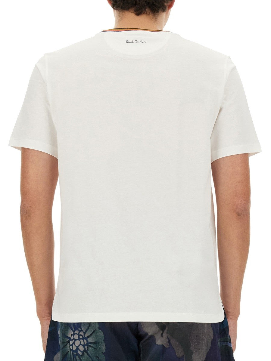 PAUL SMITH STRIPES LOGO COLLAR T-SHIRT