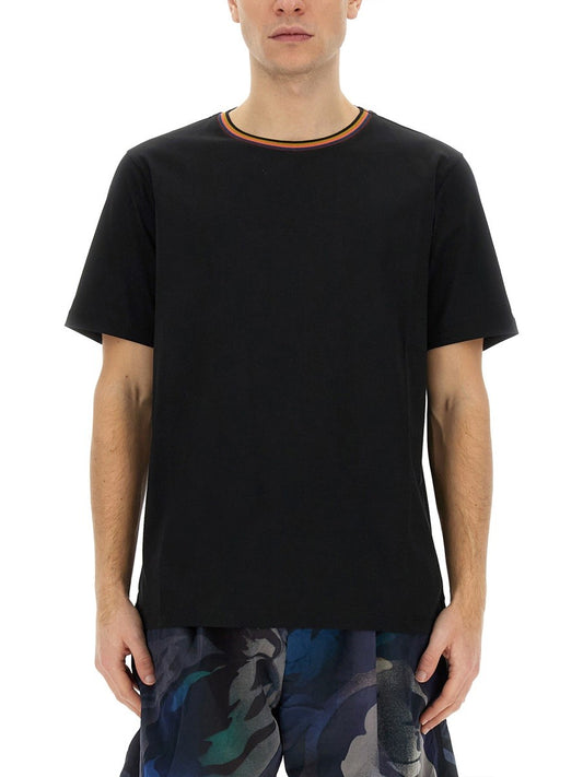 PAUL SMITH STRIPES LOGO COLLAR T-SHIRT