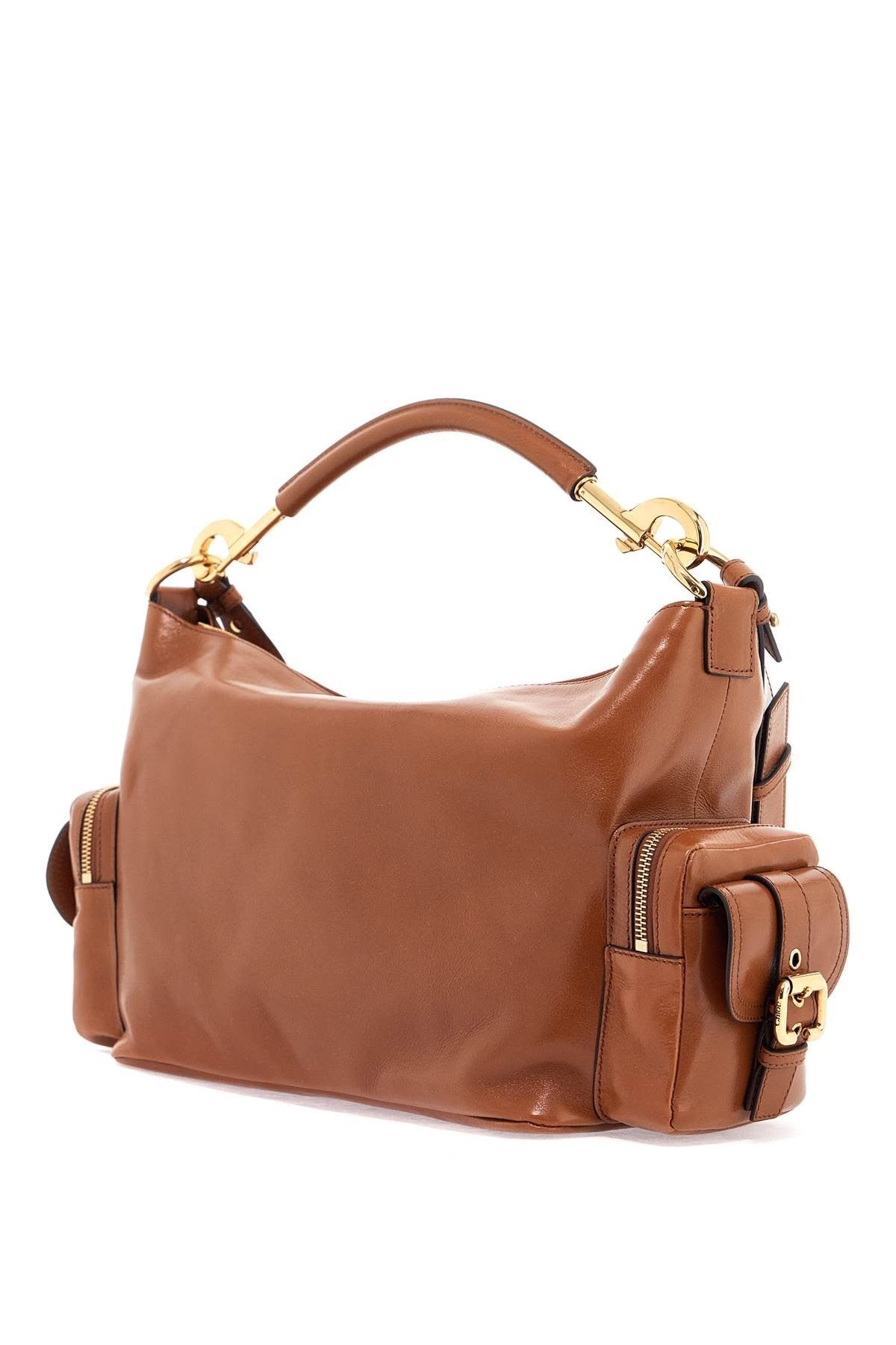 CHLOE' structured brown clay calfskin crossbody bag with golden details