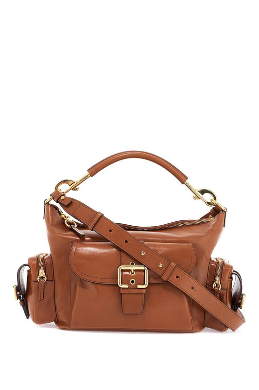 CHLOE' structured brown clay calfskin crossbody bag with golden details