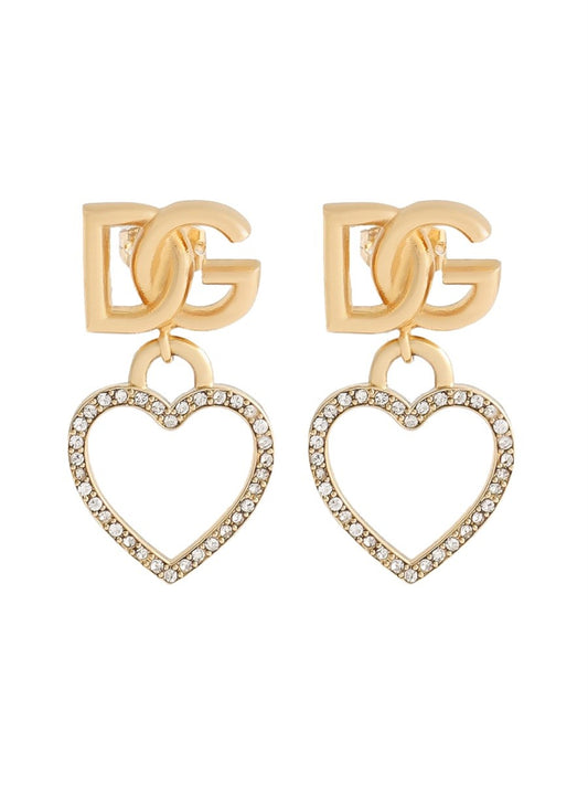 Dolce & Gabbana STUD EARRINGS WITH HEARTS AND LOGO