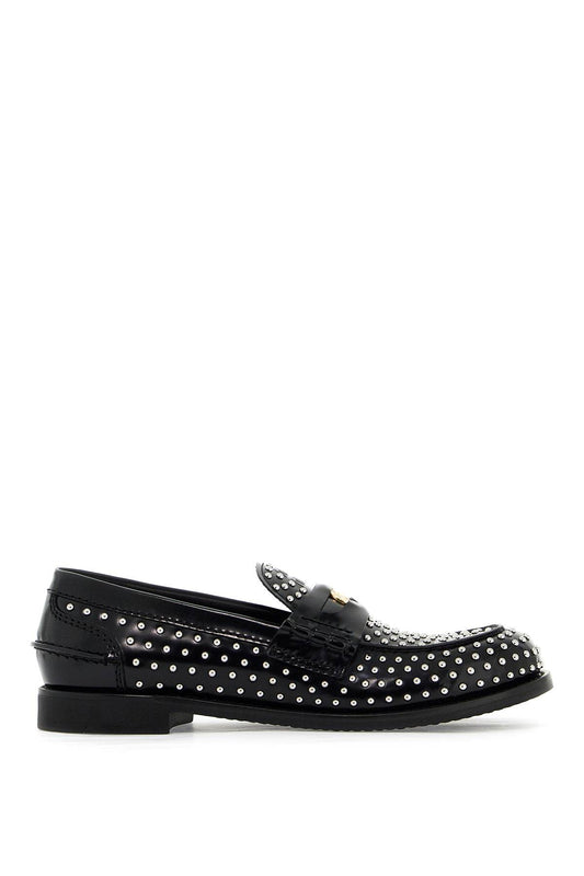 Miu Miu studded brushed leather penny loafers