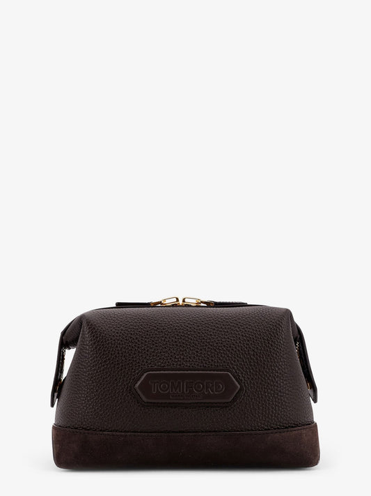 TOM FORD Suede and leather clutch