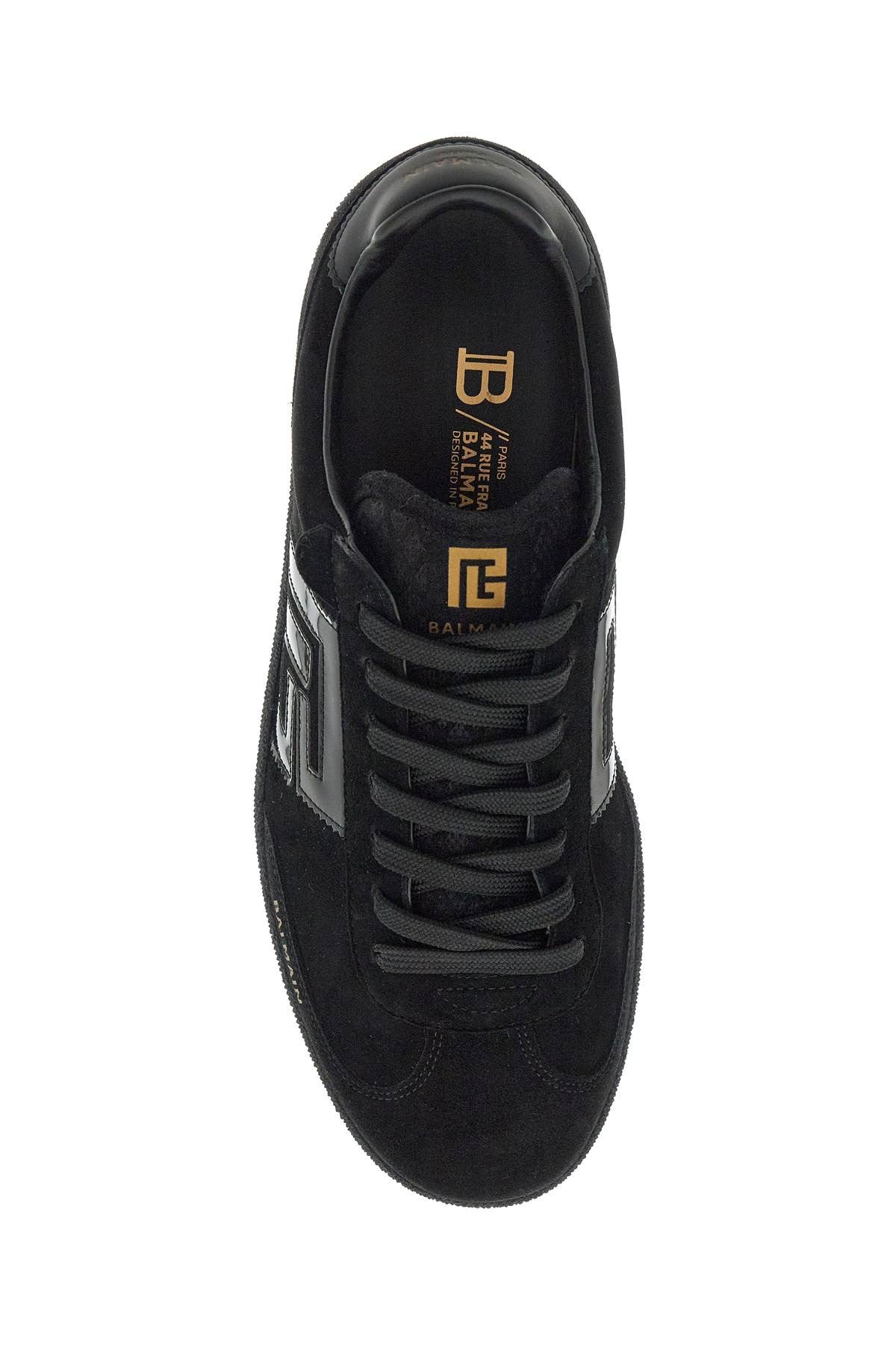 Balmain suede and patent leather swan sneakers in