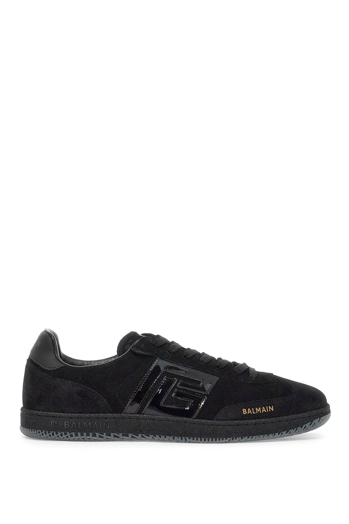 Balmain suede and patent leather swan sneakers in