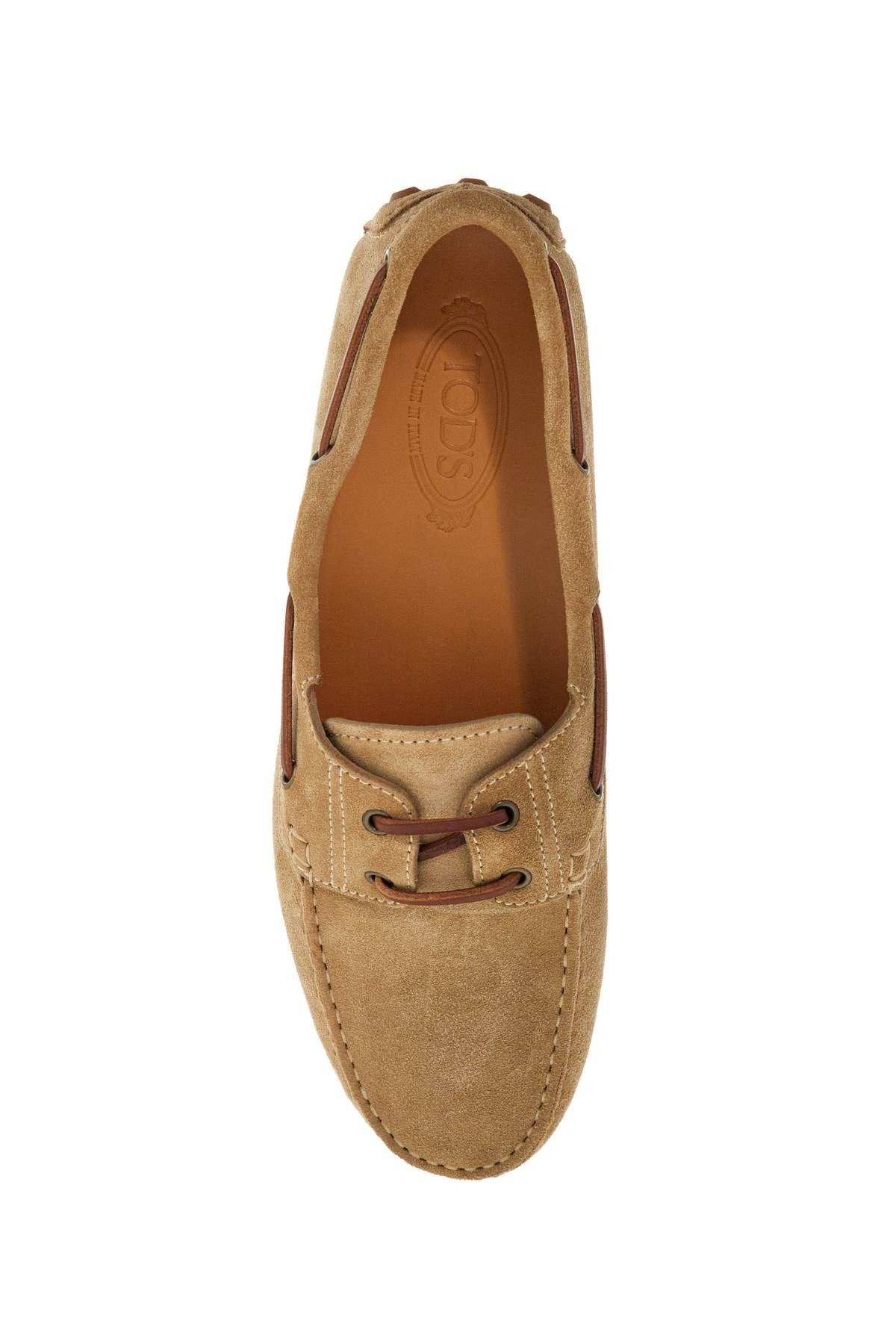 TOD'S suede biscuit leather loafers with rubber sole