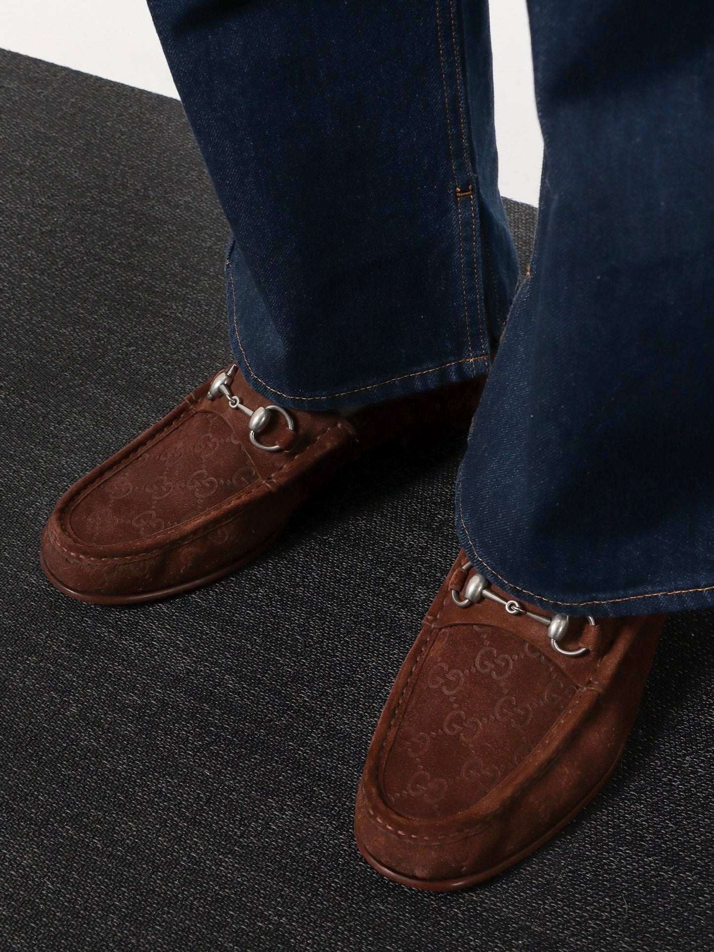 Gucci Suede loafers with all-over GG motif