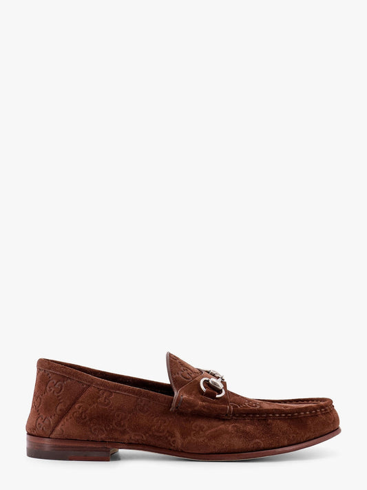 Gucci Suede loafers with all-over GG motif and iconic horsebit