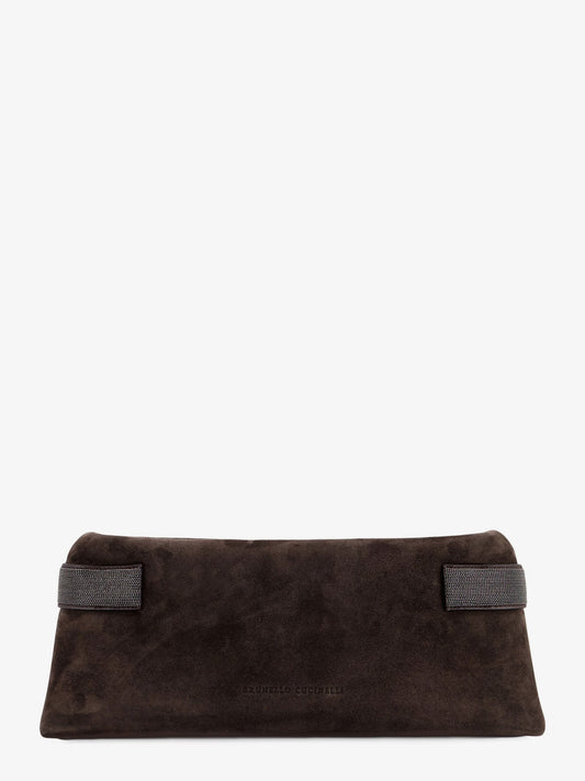 Brunello Cucinelli Suede pochette with Monili detail