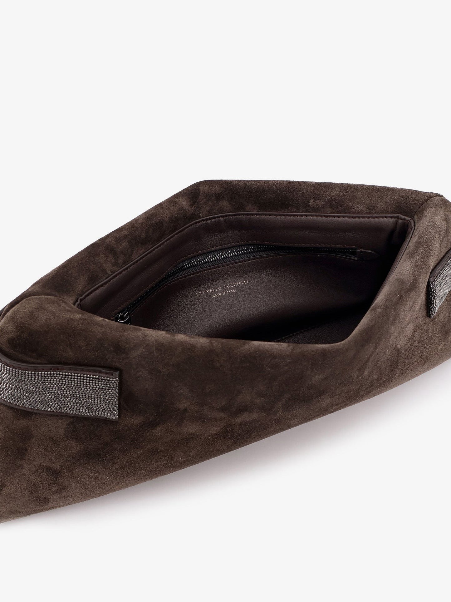 Brunello Cucinelli Suede pochette with Monili detail