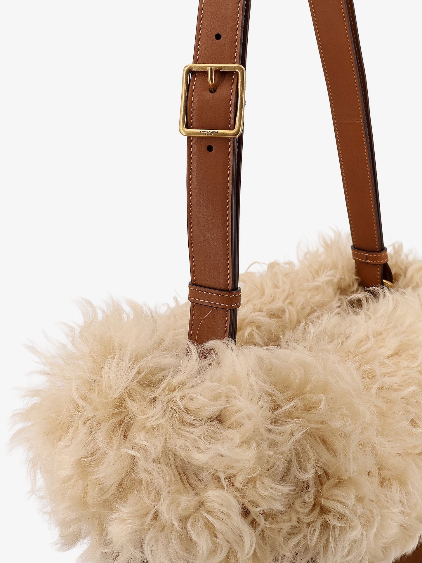 Saint Laurent Suede shoulder bag with shearling profile