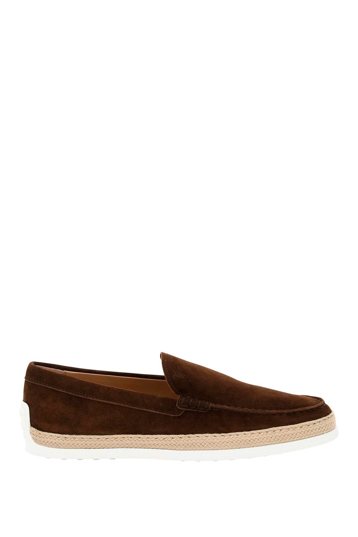 TOD'S suede slip-on with rafia insert