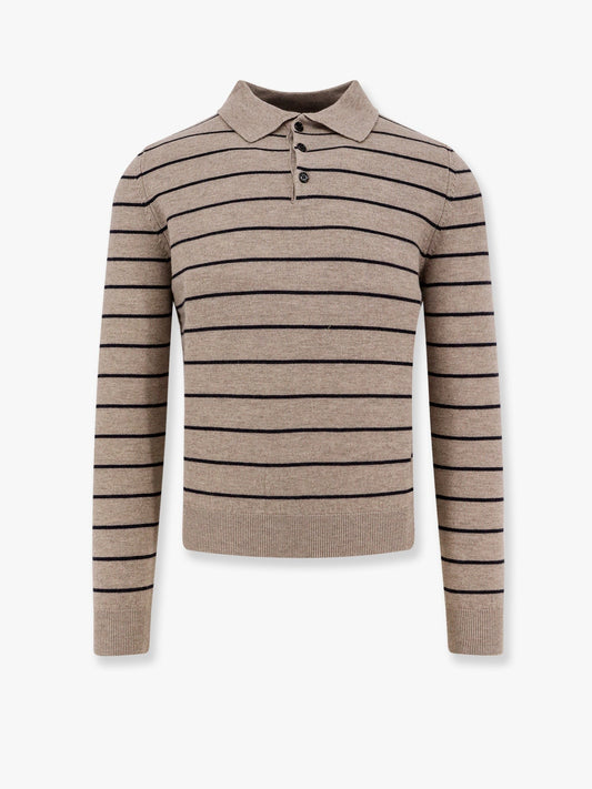TONYWACK Super fine merino wool striped polo shirt