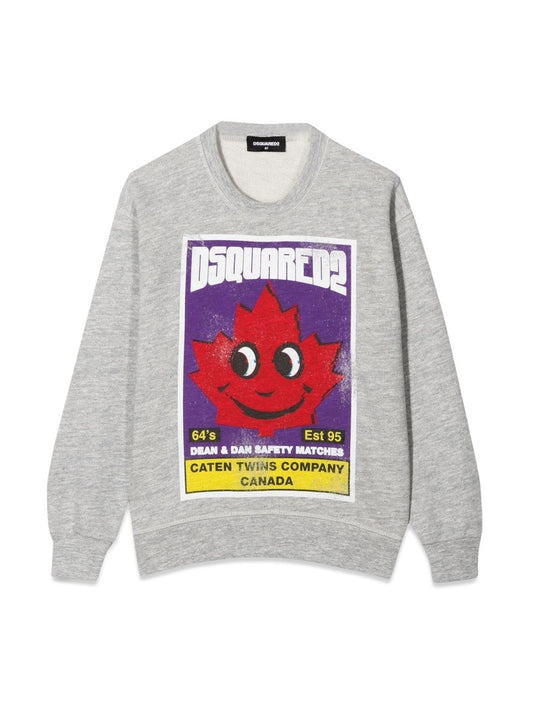 Dsquared SWEATSHIRT CREWNECK FRONT LEAF PRINT