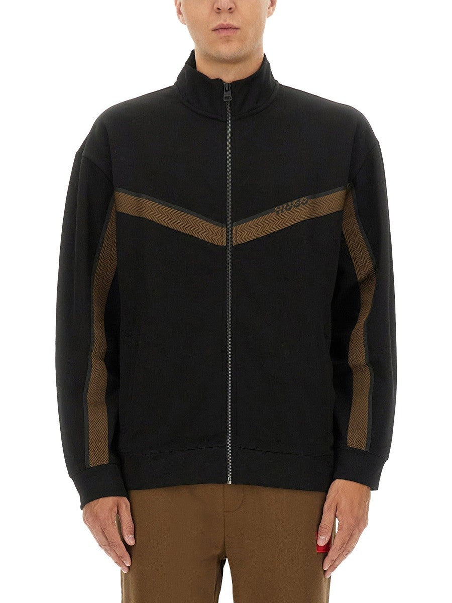 Hugo SWEATSHIRT WITH LOGO AND ZIPPER