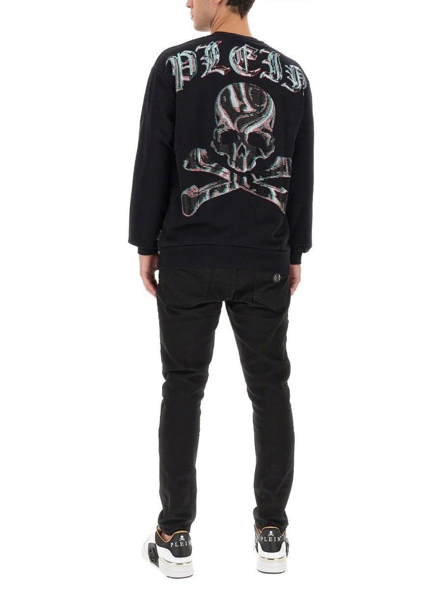 Philipp Plein SWEATSHIRT WITH RHINESTONE LOGO