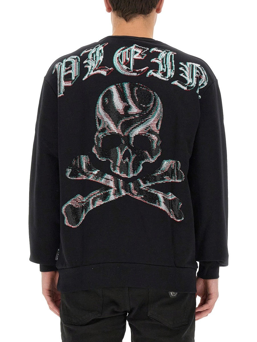 Philipp Plein SWEATSHIRT WITH RHINESTONE LOGO