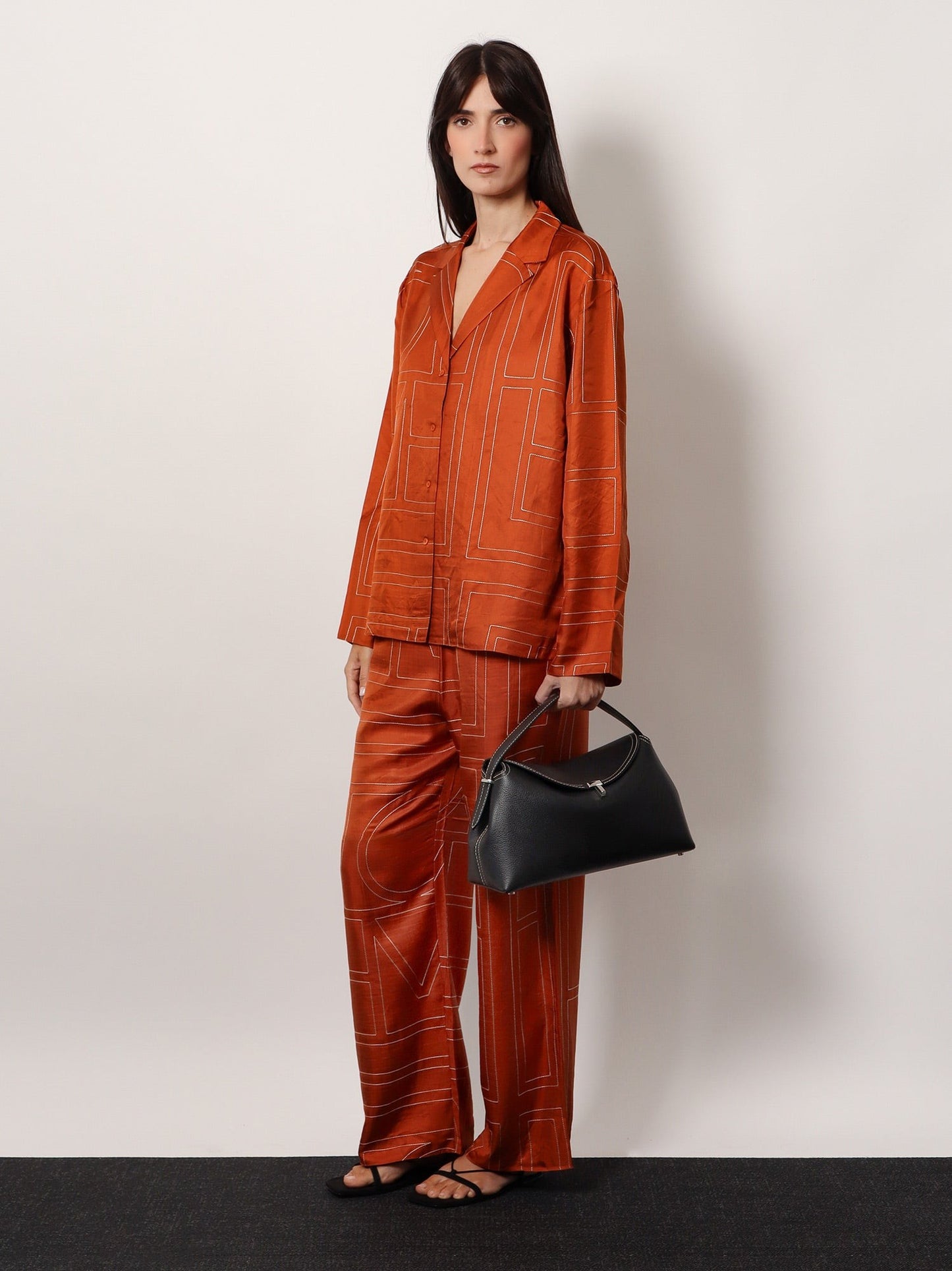 TOTEME T-Lock leather handbag with contrasting stitching