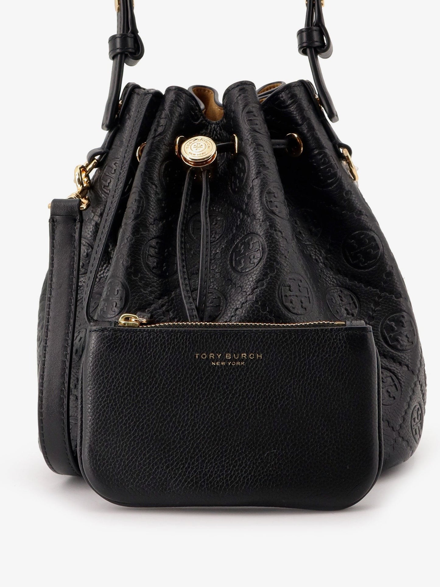 Tory Burch T Monogram Pebble leather Bucket Bag