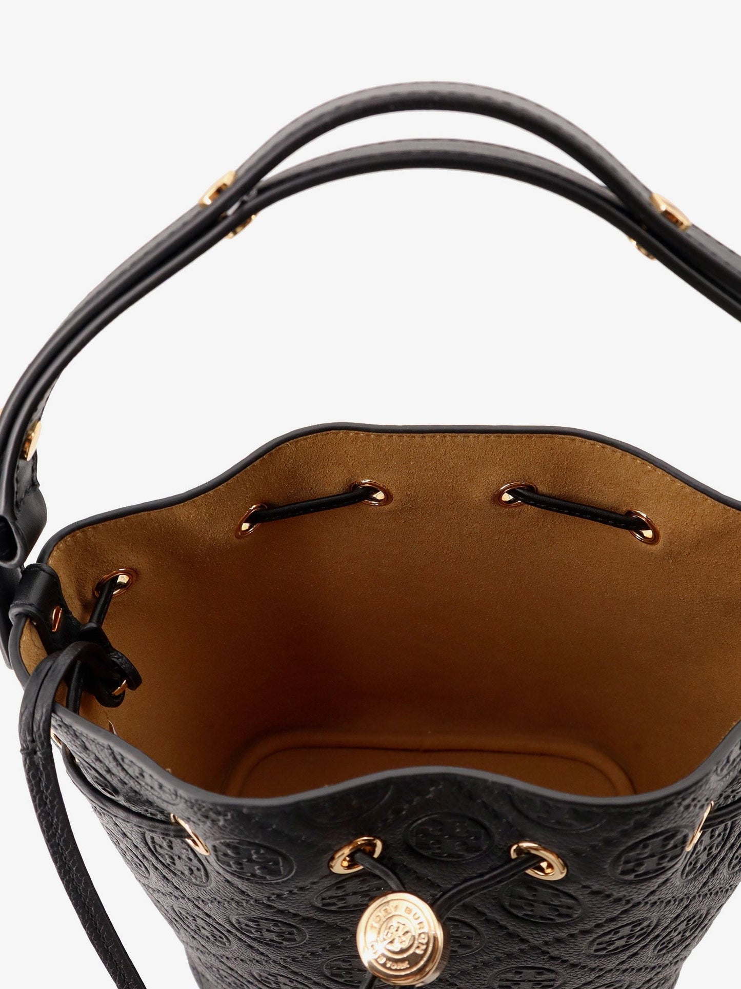 Tory Burch T Monogram Pebble leather Bucket Bag