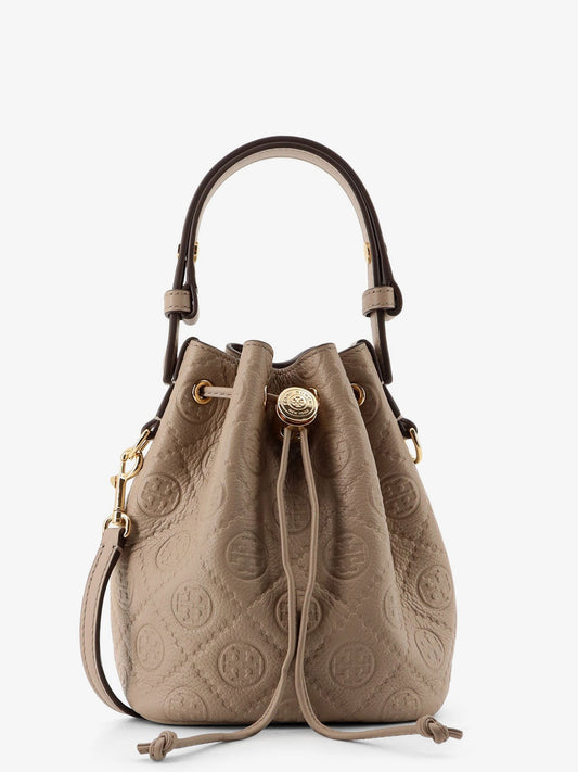 Tory Burch T Monogram Pebble Mini leather Bucket Bag