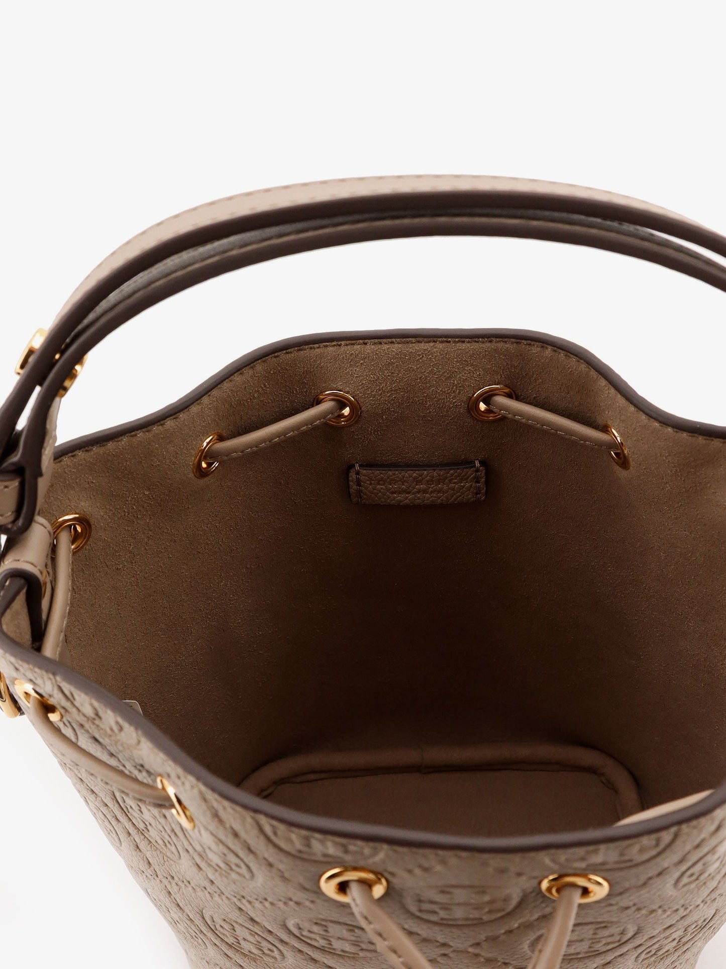 Tory Burch T Monogram Pebble Mini leather Bucket Bag