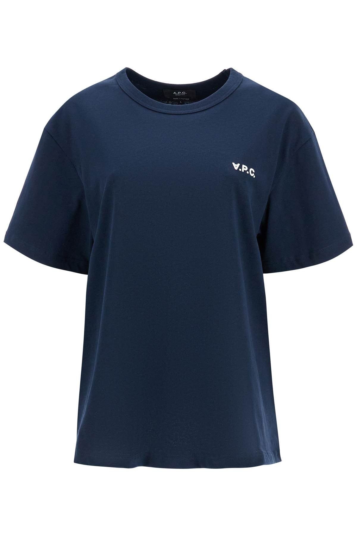 A.P.C. t-shirt in cotone biologico blu scuro con logo ricamato