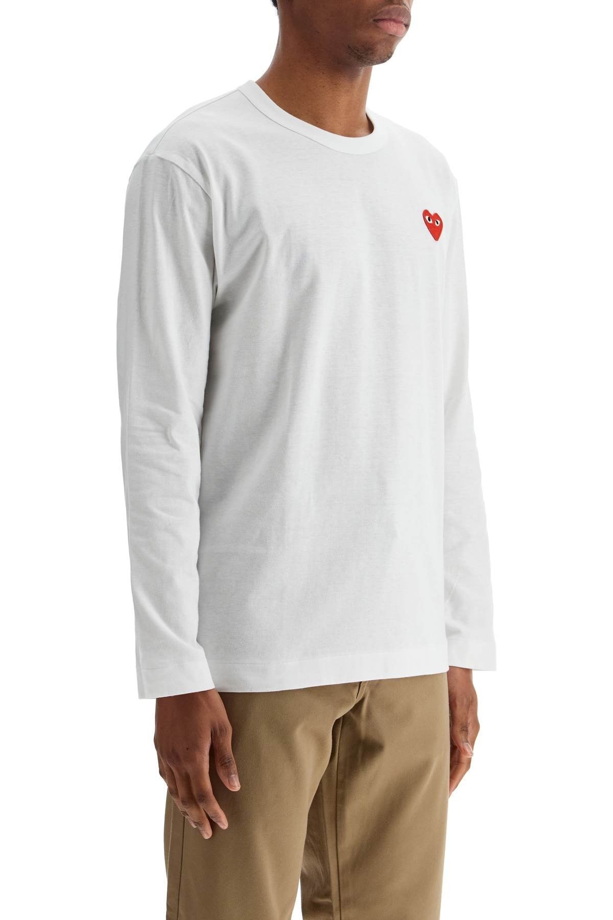 COMME DES GARCONS PLAY t-shirt unisex in cotone bianco con logo cuore rosso