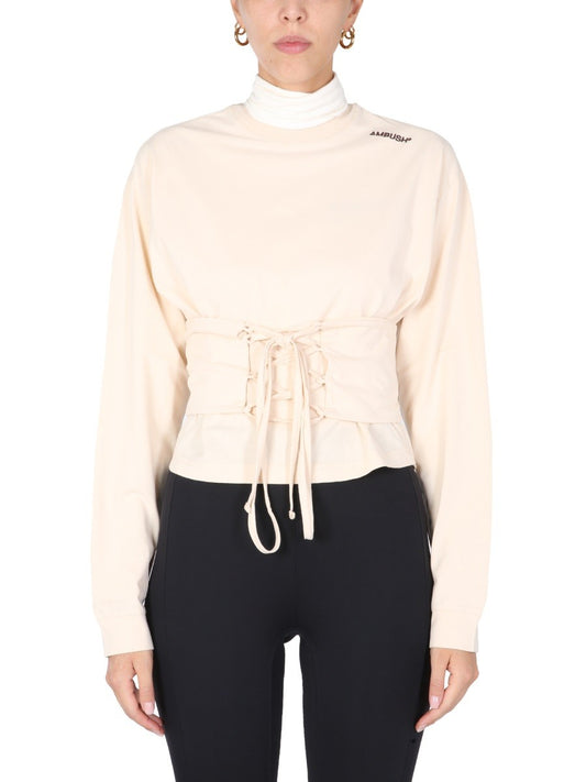 AMBUSH T-SHIRT WITH CORSET BELT